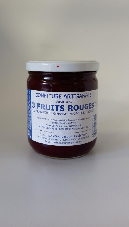 Confiture artisanale 3 fruits rouges 500g