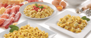 Assortiment de 3 paquets de 500g de pâtes farcies, tortellini fromages, tortelloni ricotta épinard et mezze-lune au jamon