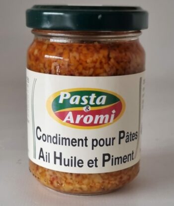 Condiment pour Pâtes Ail, Huile et Piment 130G