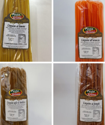 LOT 4 Paquets Linguine Parfumées 250G (Orange, Citron, Ail et Basilic, champignons)